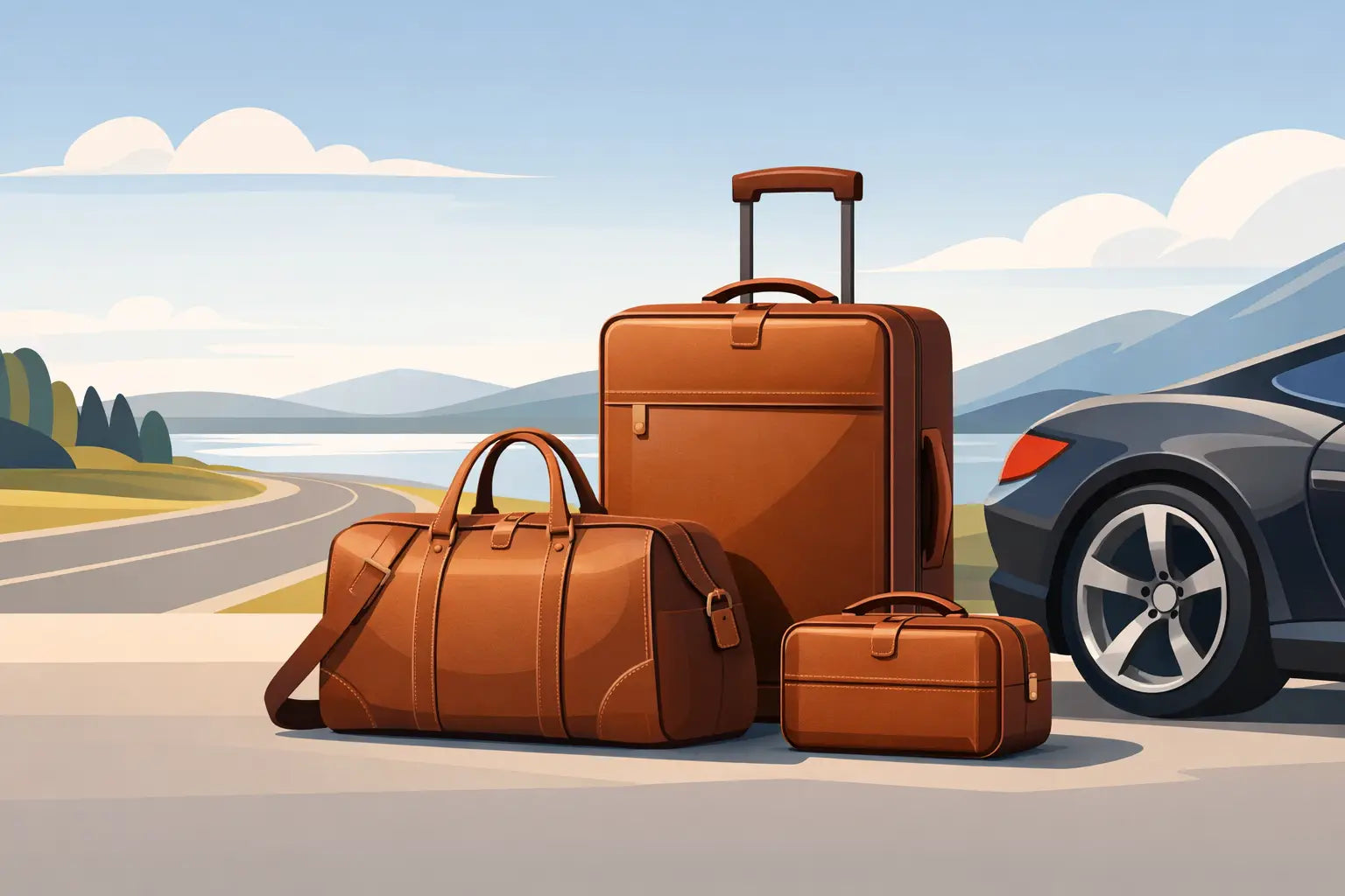 Custom Leather Luggage Set, Made for the Drive