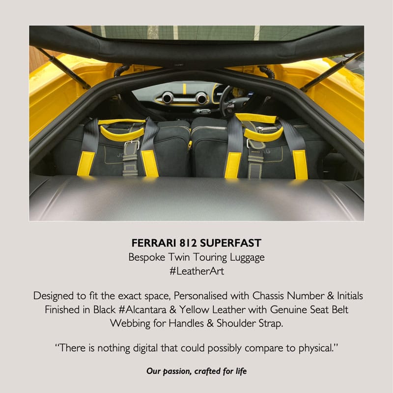 Twin Touring Luggage – Black Alcantara Yellow Leather 6