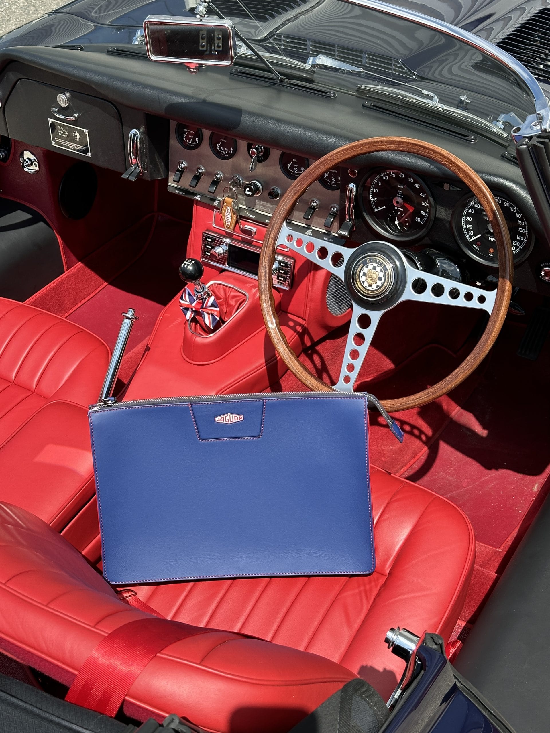 jaguar blue folio in car