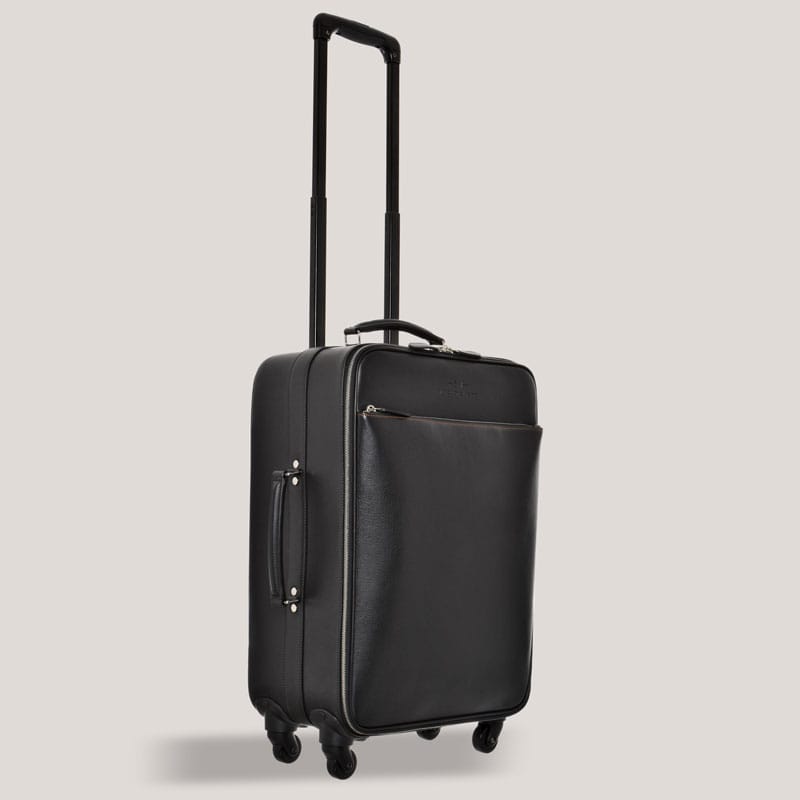 Luxury Leather Cabin Suitcase Black Italian Leather 1